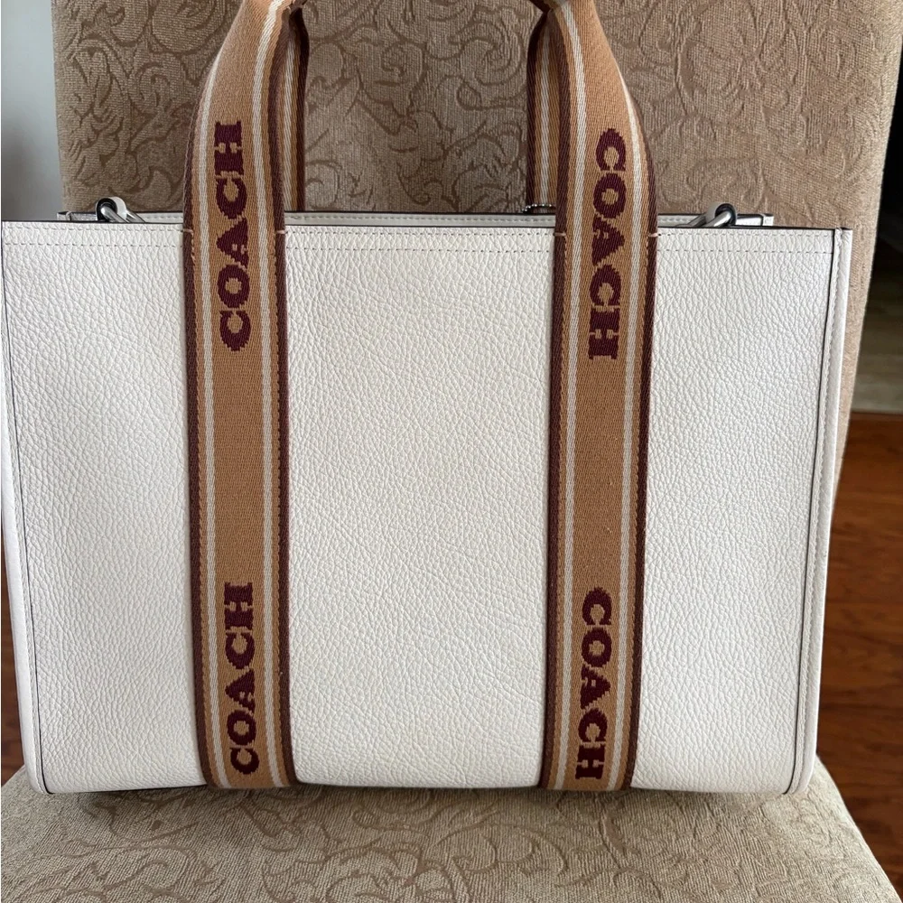 Coach Cream and Brown Logo Tote - Picture 2 of 9